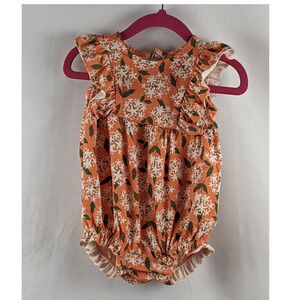 Baby Girls' Floral‎ Knit Romper Ruffle Summer Cat & Jack 3-6M Ivory Green Orange